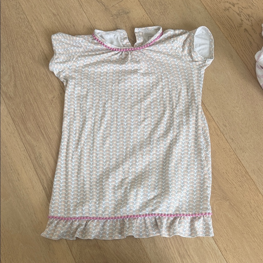 Girls White & Pink Ruffle-Trim Nightgown